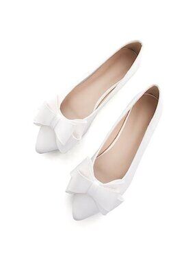 Women's Pointed Toe Suede Ballet Flats with Bowknot Soft Slip On Comfort Shoes